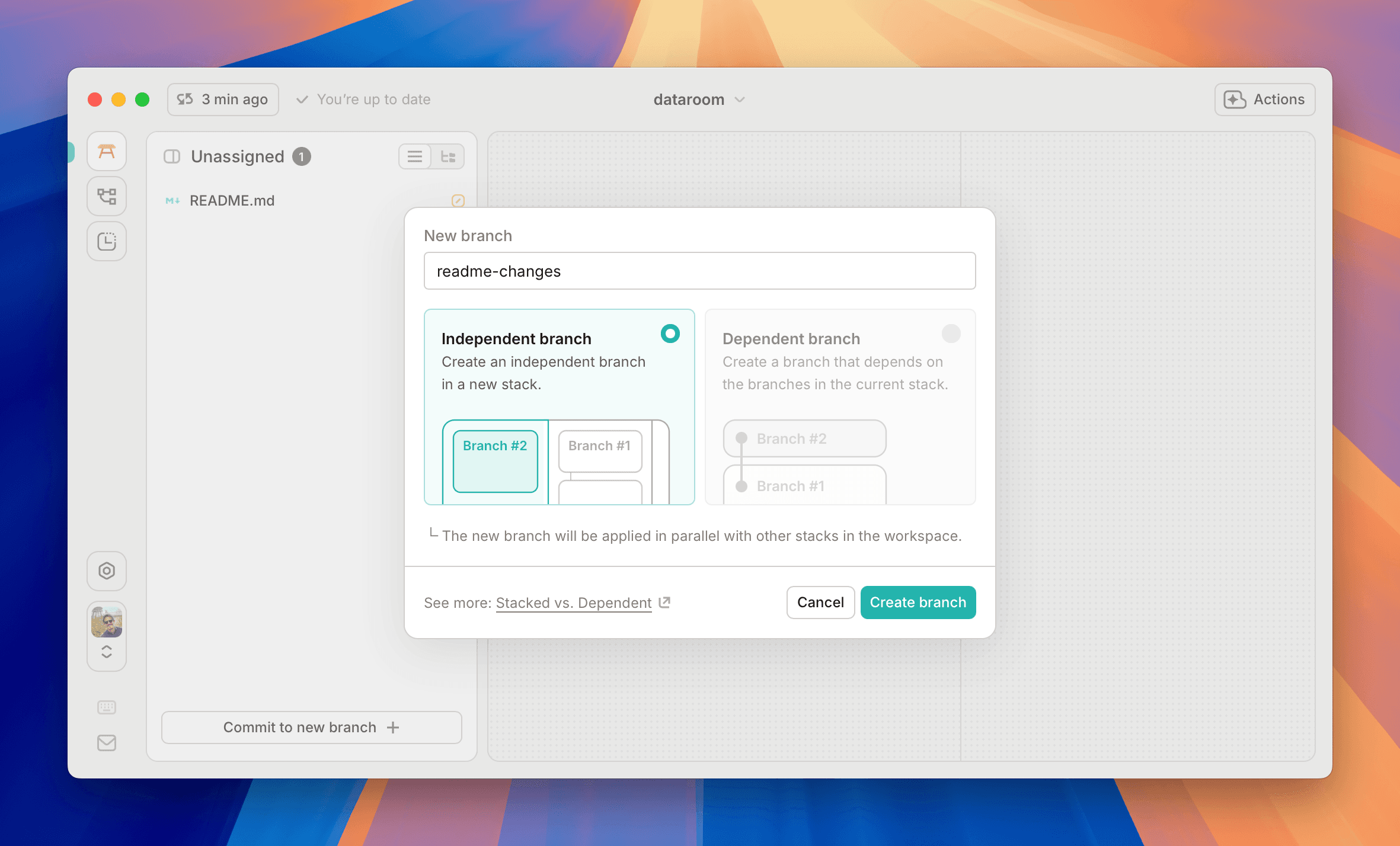Creating a new branch.