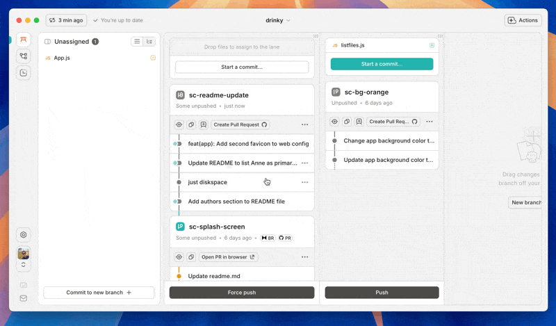 Going into edit mode to directly edit the state of a commit